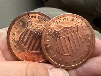 1 oz .999 Copper Round Pair – American Bison Designs – Lot of 2