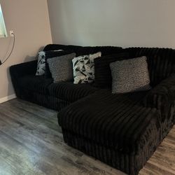 Black Furry Comfortable Sectional 