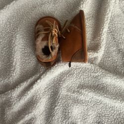 Brown and tan baby boots Size 1