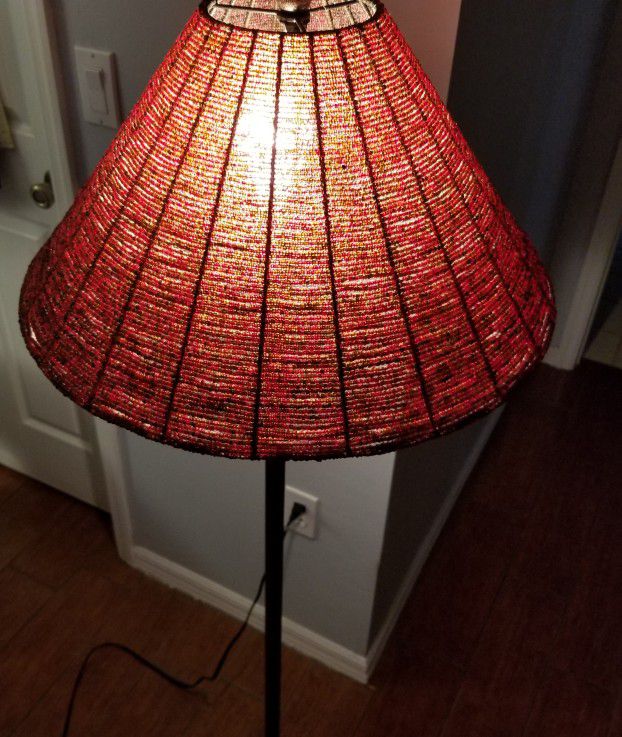 Beautiful Red Beaded Floor Lamp 