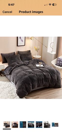 New Open Box Plush Shaggy Duvet Cover Set - 5 Pieces Faux Fur Fluffy Bed Sets/Q