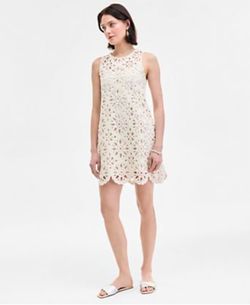 Lucky brand White Floral Eyelet Sleeveless Mini Dress