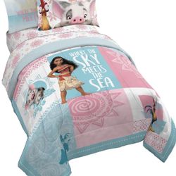 Disney Moana Twin 5 Piece Bedding Set LIKE NEW