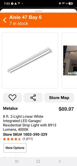 8 ft. 2-Light Linear White Integrated LED Garage/ Residential Strip Light with 8913 Lumens, 4000K