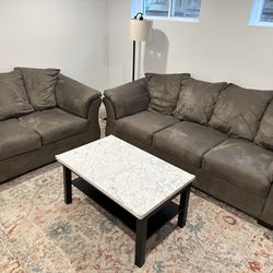 Microfiber Couch and Loveseat - Grey
