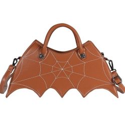 Women Girls Halloween Pumpkin Bat Wing Spider Web Cute Ghost Purse PU Crossbody-Brand New