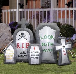PARTY Life 7 Ft Halloween Inflatable Outdoor Decorations Halloween Tombstone Decoration Halloween Blow Up Yard Decorations Inflatable Halloween Decora