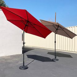 (New in box) $70 Outdoor Patio 10 FT Umbrella and 30lbs Base Stand Set, Beige/Red