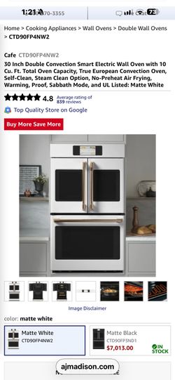 NEW GE CAFE PROFESSIONAL. MATTE WHITE. DOUBLE CONVECTION. AIRFRY. WIFI. OVEN WITH A 5 YEAR EXTENDED WARRANTY FULLY TRANSFERABLE 6 /19/26