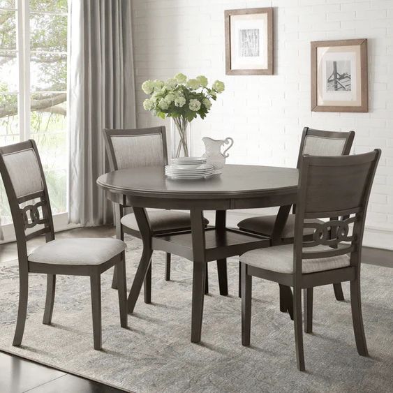 Savor Gray 5-Piece Dining Set (Table Chairs Options 