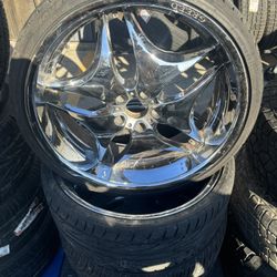22" Greed Wheels with tires, 5x115 Bolt Pattern, Install included!