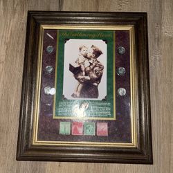 Vintage Framed US Military Stamps & Coins