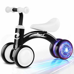 Colorful Lighting Baby Balance Bike Toys for 1 Year Old Boy Gifts, 10-36 Month Toddler Balance Bike, No Pedal 4 Silence Wheels&Soft Seat First Riding 
