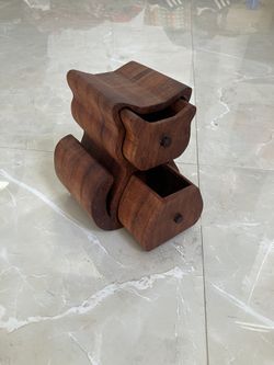 Handmade Wooden Cat Shaped Box