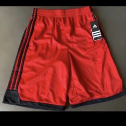 NWT BOYS SHORTS LARGE ADIDAS RED BLACK BASKETBALL 