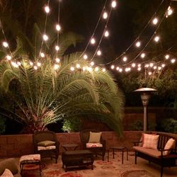LED 100FT Outdoor String Lights Patio Lights With 30 Shatterproof Bulbs