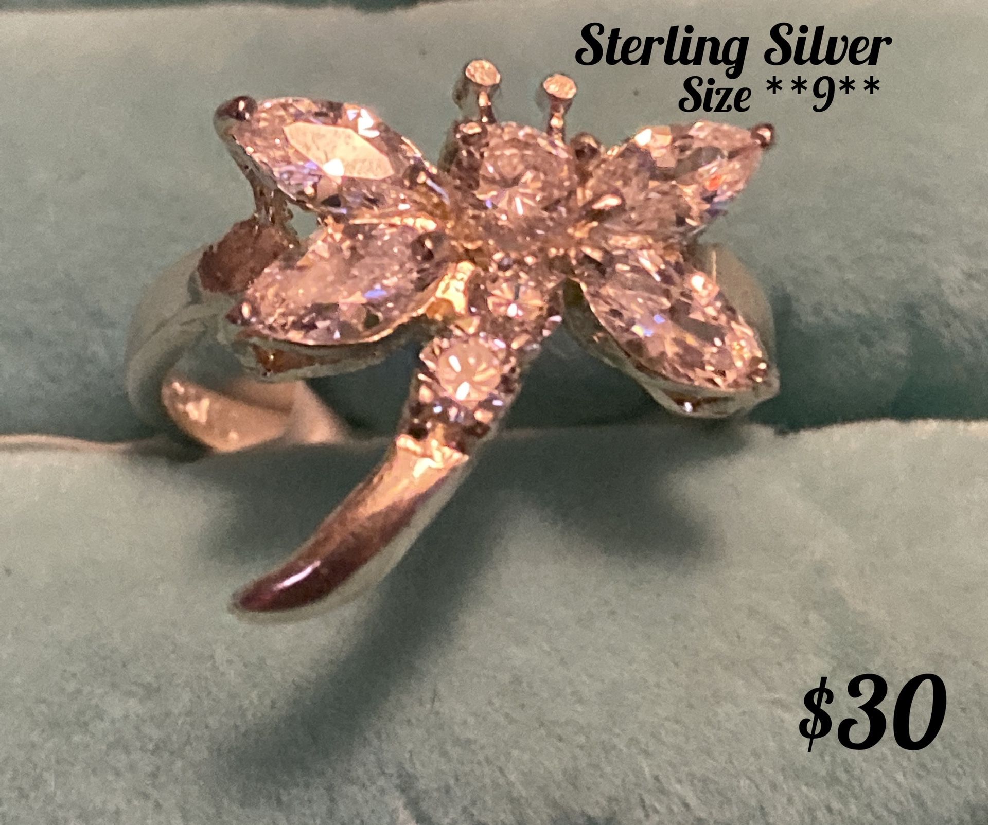 STERLING SILVER RING FIREFLY SIZE **9**