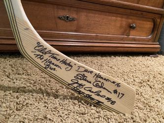 Hockey Stick Signed By All The Hanson Brothers
