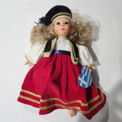 Vintage Doll From Greece In Traditional Dress  11.5" Tall