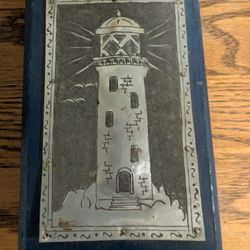 1999 Regal Arts & Gifts  Handcrafted Home Accents Blue Lighthouse Box Wood & Aluminum
