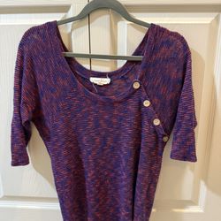 Painted Threads XS Red & Blue Knit Top – Button Detail – Used