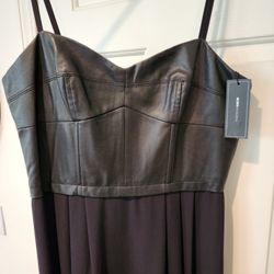 BCBG Corset Style Leather  Bilevel Hem Dress