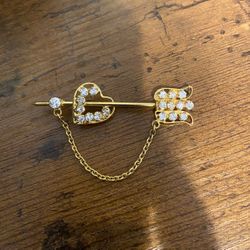 Vintage Bow And Arrow Crystal Brooch