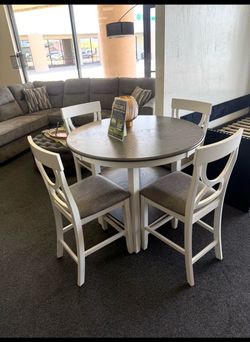 Counter height dining set with 4 chairs