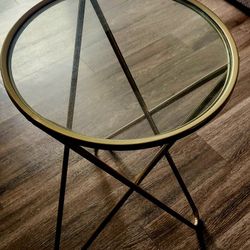 Round Glass Top End Table