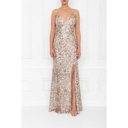 Perfect For Prom! Gold Sparkle Sequin Maxi Dress