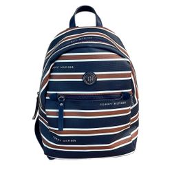Tommy Hilfiger Blue and Brown Striped Mini Backpack