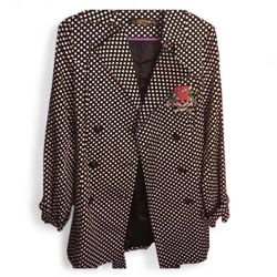 Ed Hardy Black and White Polka Dot Pea Coat  Size Small