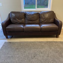 Leather Sofa & Matching Arm Chairs & Ottomans   
