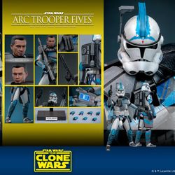 Hot Toys TMS132 ARC Trooper Fives Star Wars The Clone Wars 1/6 Figure