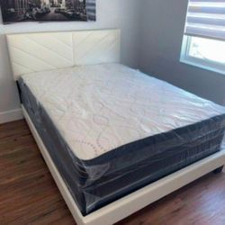 New QUEEN SIZE BED FRAME WITH MATTRESS NEW QUEEN SIZE BED SET MATTRESS + BOXSPRING + BED 3PCS 