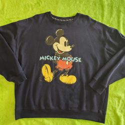 Disney Mickey Mouse 2XL Graphic Print Navy Blue Fleece Pullover Sweater Men's/women's