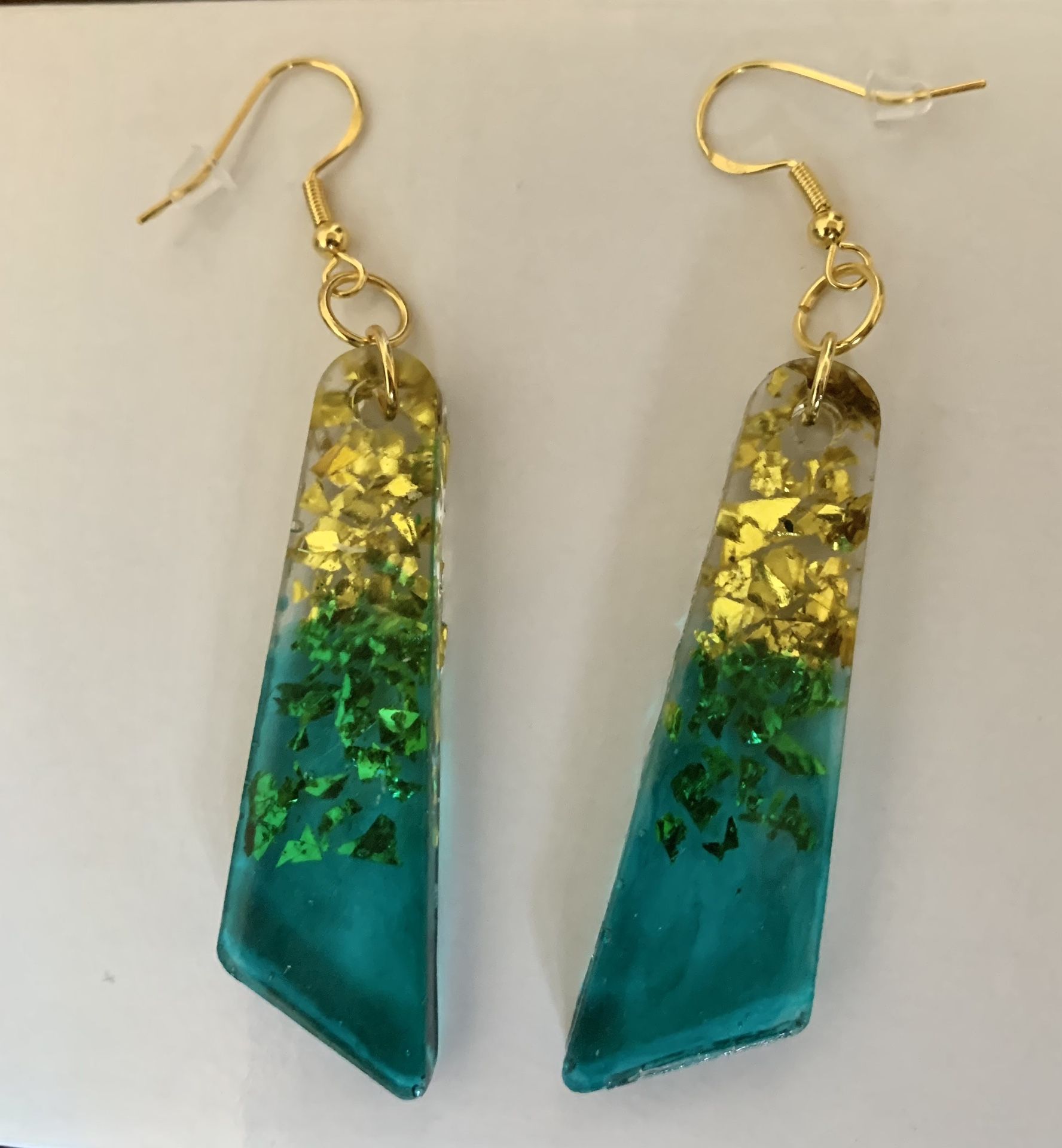 Turquoise & Gold Shard Dangle Earrings