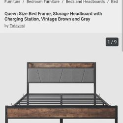 Queen Bed Frame With Outlet 