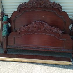 Amish Wood Design Bedframe For Queen Size Bed 