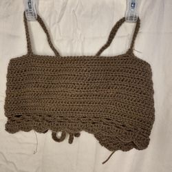 Brown Crochet Crop Top
