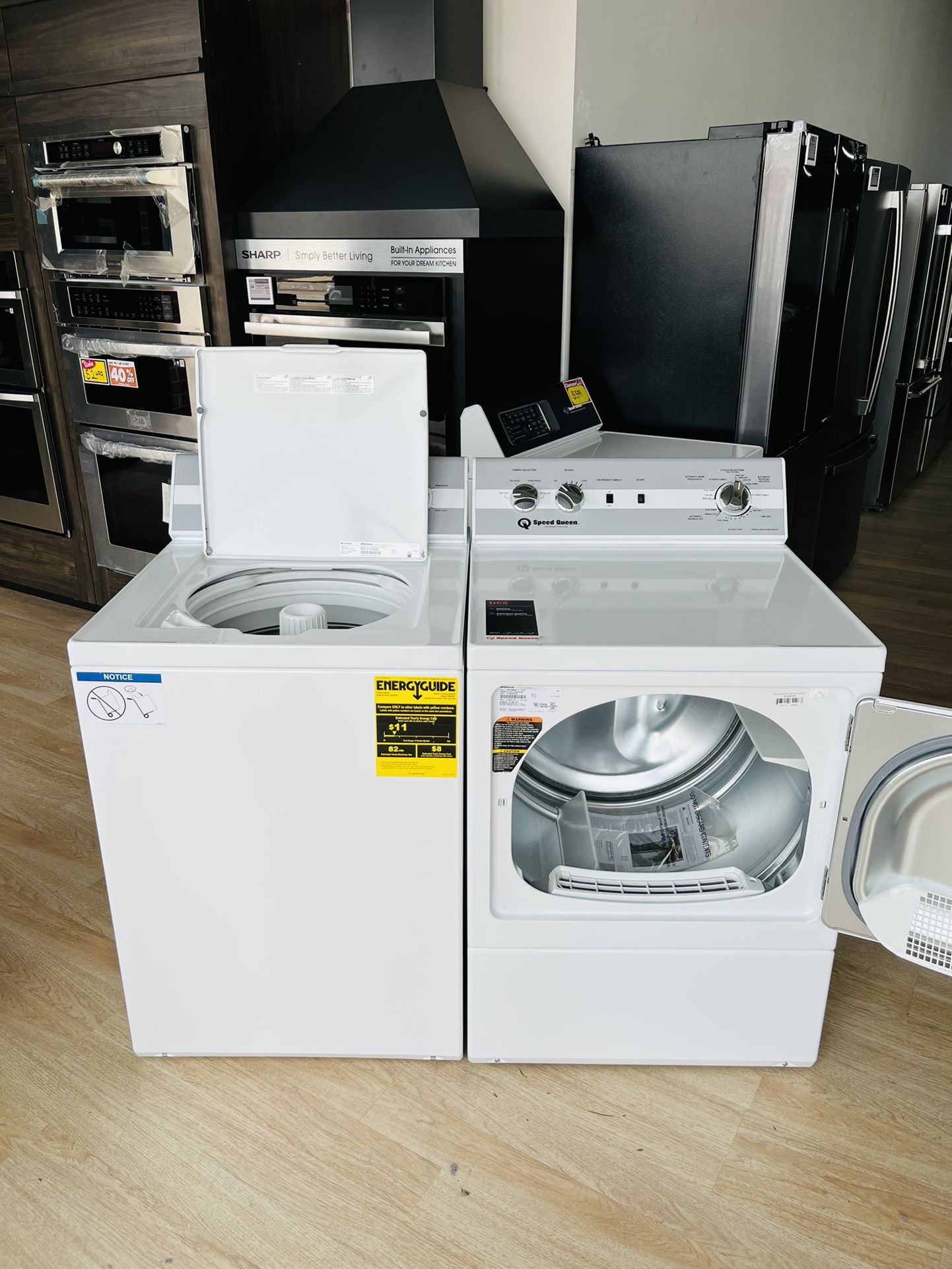 NEW Speed Queen TC5 Top loading Washer And Speed Queen DC5 Gas Dryer