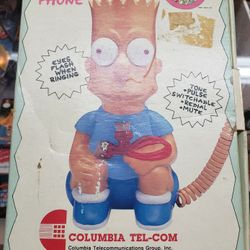 Vintage 1990 Columbia Tel-Com "The Simpsons" Bart Simpson Corded Phone Inv-0522