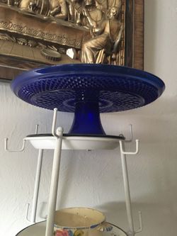 Cobalt Blue Glass Pedestal Cake Stand