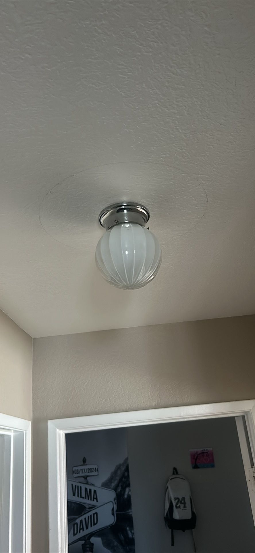 Milk White Ribbed Globe Ceiling Light