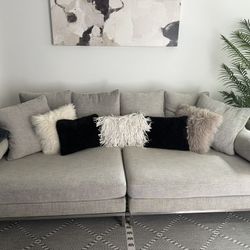 Z Gallerie X-Large Gray Couch & Pillows 