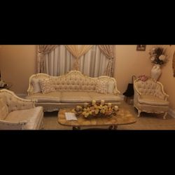 2 Chair Sofas And 1 Long Sofa With Marble Table 
