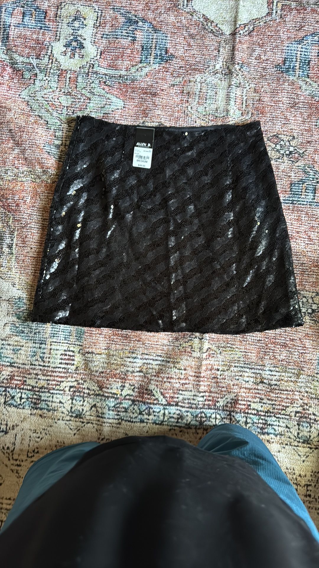 Black Sequin Mini Skirt for Cocktail Sise M