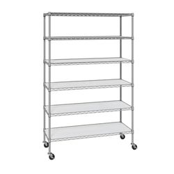 Member's Mark 6-Tier NSF Heavy Duty Wire Shelving, 47.75" W x 18" D x 75.5" H Brand New In Box