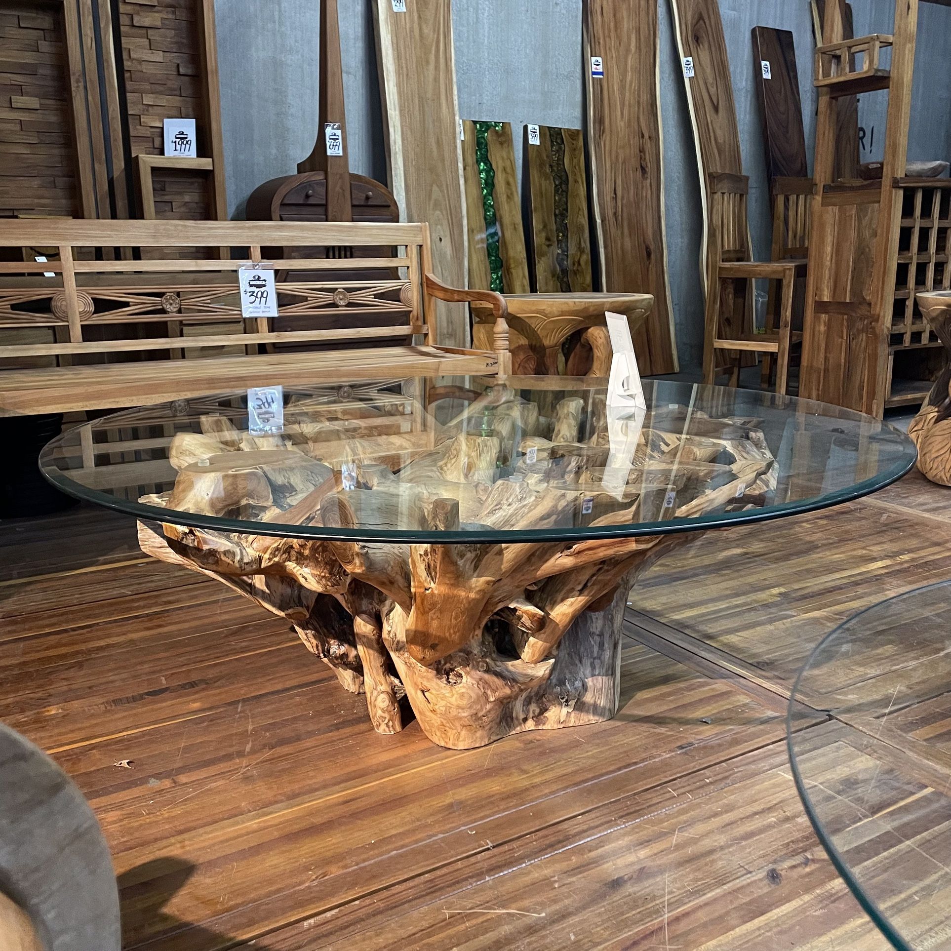 Round Natural Teak Root Coffee Table