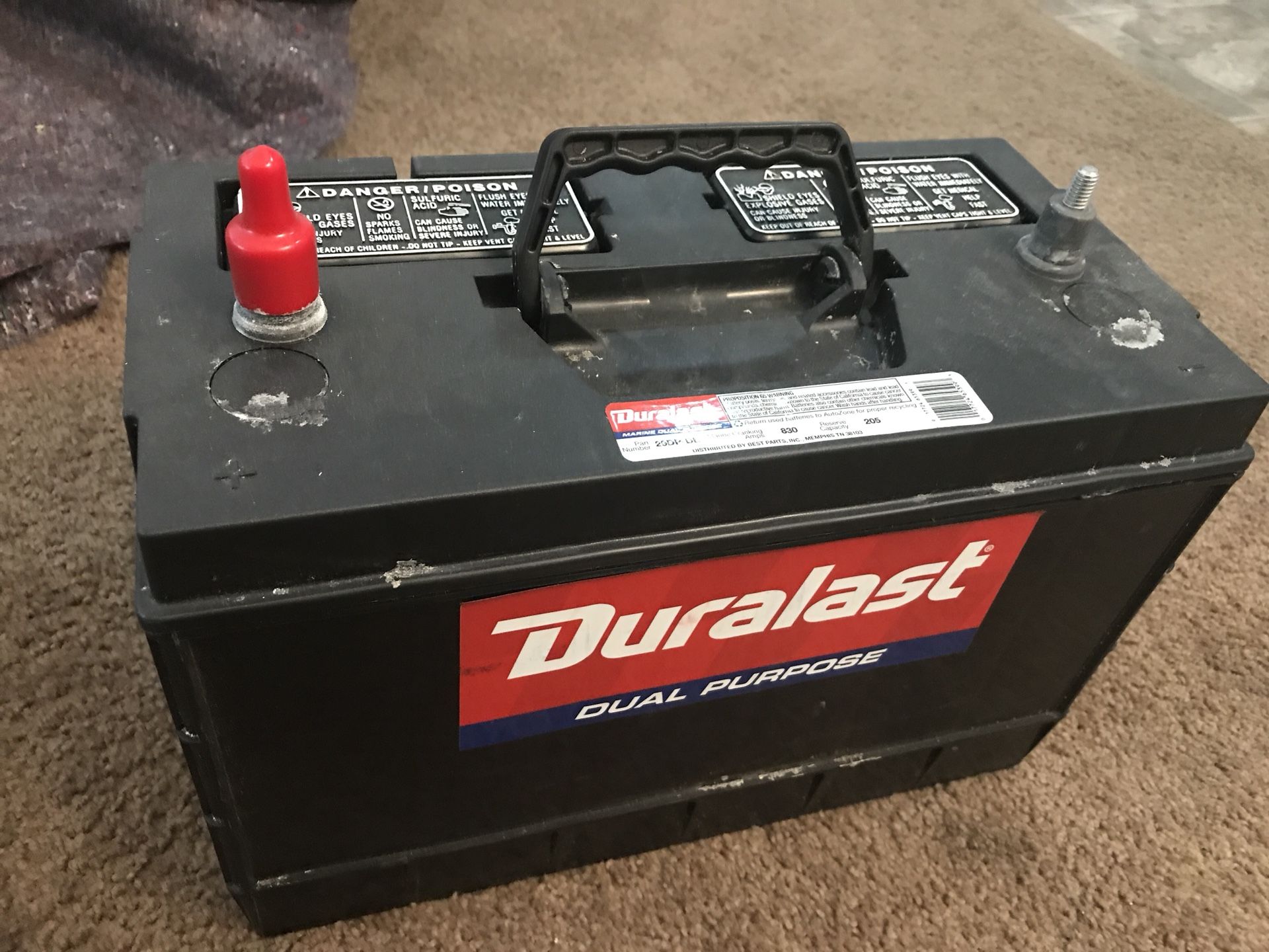 Duralast Dual Purpose battery (car/marine)